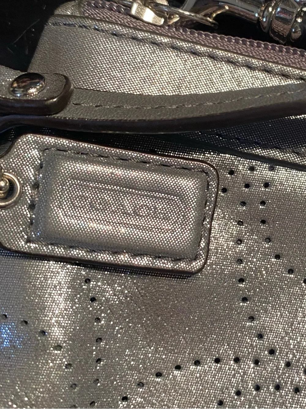 Coach Pewter Metallic Leather Wristlet